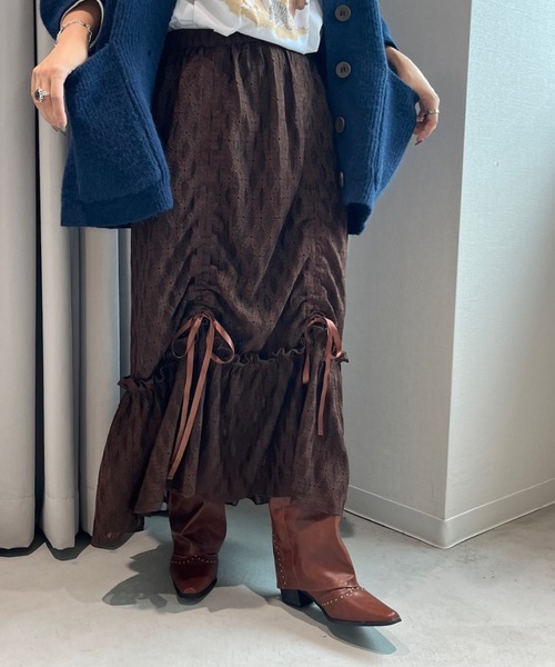 Auntie Rosa(アンティローザ)の「【rin.】レースギャザーレイヤードスカート(スカート・レディース・ホワイト/ブラウン・FREE)」の16枚目の写真