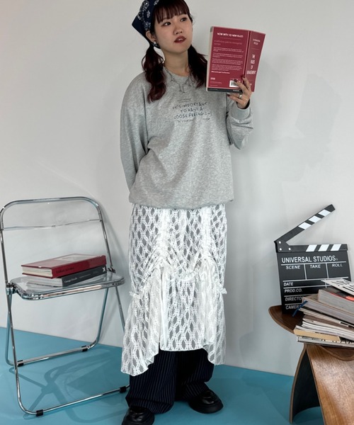 Auntie Rosa(アンティローザ)の「【rin.】レースギャザーレイヤードスカート(スカート・レディース・ホワイト/ブラウン・FREE)」の5枚目の写真