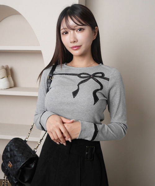 LIPSERVICE(リップサービス)の「シアーレースリボンカットトップス(Tシャツ/カットソー・レディース・ブラック/グレー/アイボリー・FREE)」の12枚目の写真