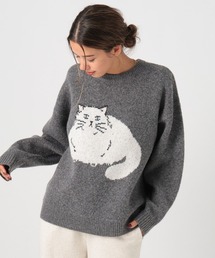 BAYFLOW | [トレンドモチーフニット]ネコジャガードニットプルオーバー(ニット/セーター)