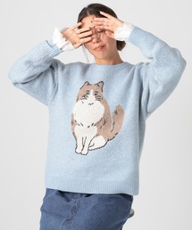 BAYFLOW | [トレンドモチーフニット]ネコジャガードニットプルオーバー(ニット/セーター)