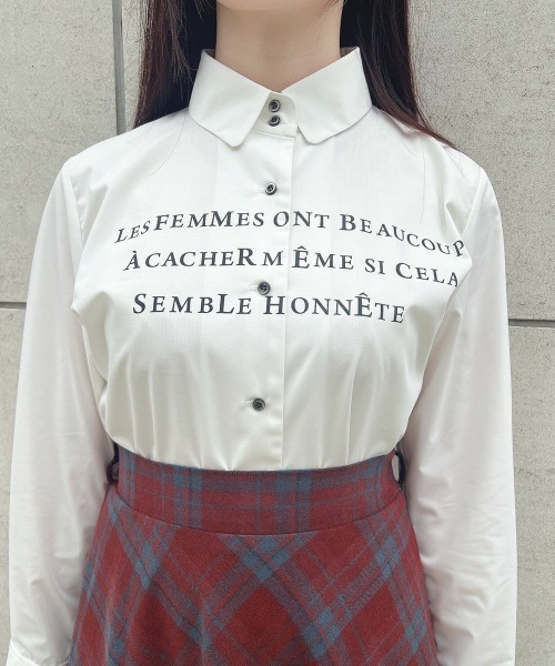 an another angelus（アンアナザーアンジェラス）の「メッセージプリントシャツ/ananotherangelus/fint　フィント（シャツ/ブラウス・レディース・ライトブルー/オフホワイト・FREE）」の5枚目の写真