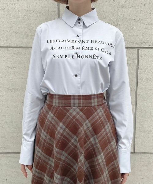 an another angelus（アンアナザーアンジェラス）の「メッセージプリントシャツ/ananotherangelus/fint　フィント（シャツ/ブラウス・レディース・ライトブルー/オフホワイト・FREE）」の8枚目の写真