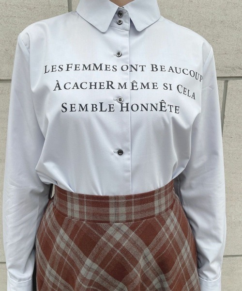 an another angelus（アンアナザーアンジェラス）の「メッセージプリントシャツ/ananotherangelus/fint　フィント（シャツ/ブラウス・レディース・ライトブルー/オフホワイト・FREE）」の9枚目の写真