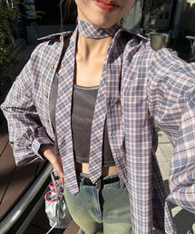 CIAOPANIC | ネクタイ付チェックオーバーシャツ(シャツ/ブラウス)