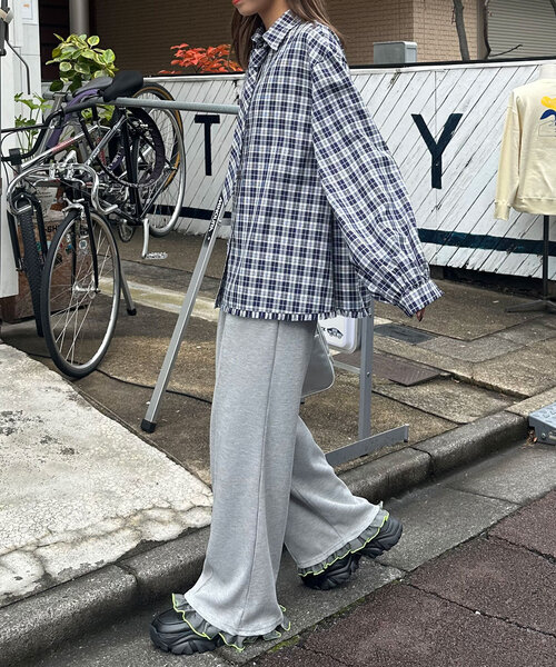 CIAOPANIC(チャオパニック)の「ネクタイ付チェックオーバーシャツ(シャツ/ブラウス・レディース・イエロー/ネイビー/ピンク・ONE SIZE)」の11枚目の写真