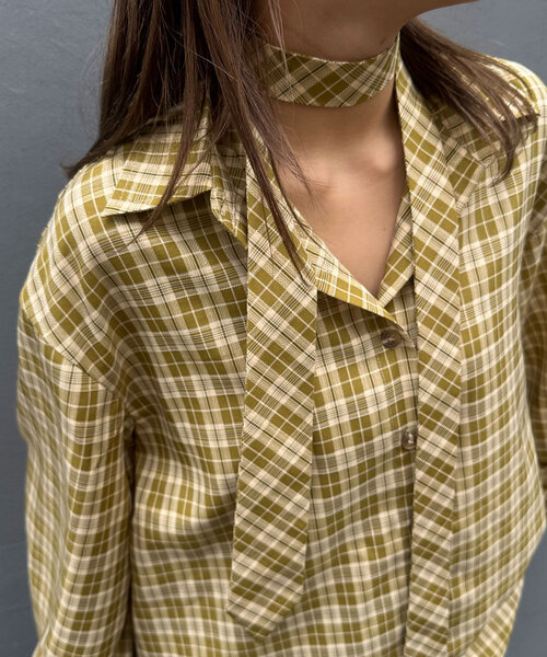 CIAOPANIC(チャオパニック)の「ネクタイ付チェックオーバーシャツ(シャツ/ブラウス・レディース・イエロー/ネイビー/ピンク・ONE SIZE)」の18枚目の写真