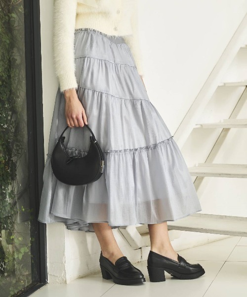 AND COUTURE（アンドクチュール）の「オーガンティアードスカート（スカート・レディース・ライトグレー/ブラック/ネイビー/ベージュ・FREE）」の16枚目の写真
