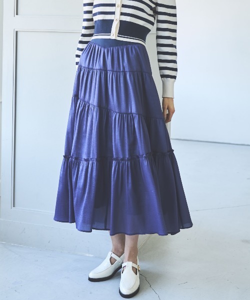 AND COUTURE（アンドクチュール）の「オーガンティアードスカート（スカート・レディース・ライトグレー/ブラック/ネイビー/ベージュ・FREE）」の15枚目の写真