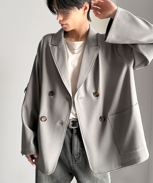 セール】メンズの必需品。オーバーサイズ袖ロールアップドレープダブル