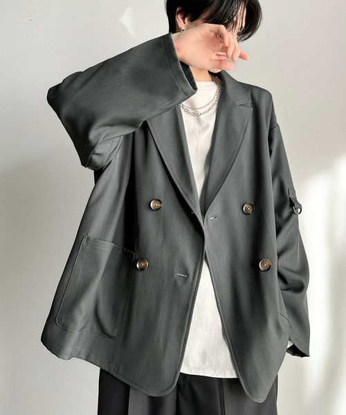 classicalelf（クラシカルエルフ）の「メンズの必需品。オーバーサイズ袖ロールアップドレープダブルジャケット（テーラードジャケット・メンズ・チャコール/グレー・X-LARGE/LARGE/MEDIUM/SMALL）」の16枚目の写真
