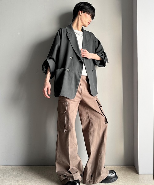 classicalelf（クラシカルエルフ）の「メンズの必需品。オーバーサイズ袖ロールアップドレープダブルジャケット（テーラードジャケット・メンズ・チャコール/グレー・X-LARGE/LARGE/MEDIUM/SMALL）」の22枚目の写真