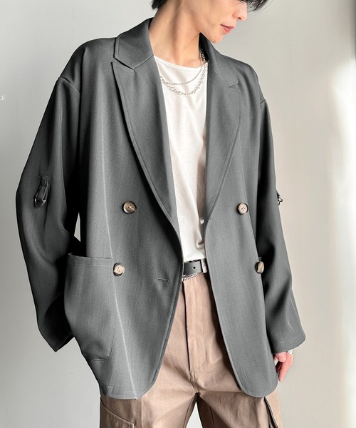 classicalelf（クラシカルエルフ）の「メンズの必需品。オーバーサイズ袖ロールアップドレープダブルジャケット（テーラードジャケット・メンズ・チャコール/グレー・X-LARGE/LARGE/MEDIUM/SMALL）」の17枚目の写真