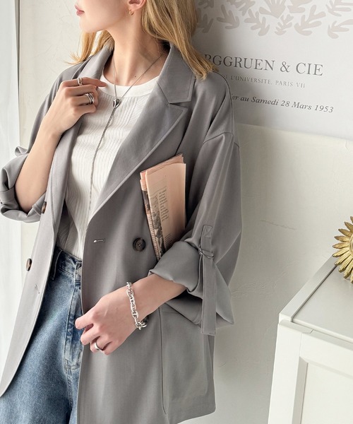 classicalelf（クラシカルエルフ）の「メンズの必需品。オーバーサイズ袖ロールアップドレープダブルジャケット（テーラードジャケット・メンズ・チャコール/グレー・X-LARGE/LARGE/MEDIUM/SMALL）」の12枚目の写真