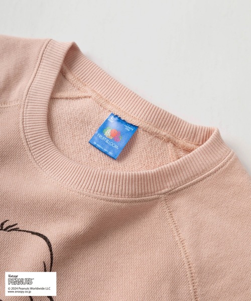 PEANUTS(ピーナッツ)の「【0】【Fruit of the Loom/フルーツオブザルーム】PEANUTSコラボ ヴィンテージイラストデザイン 7分袖プリントトレーナー /キャラクタースウェット/ 半端丈/ビッグシルエット/ ユニセックス(スウェット・レディース・ライトピンク/オフホワイト/イエロー/グリーン・S/M/L)」の8枚目の写真