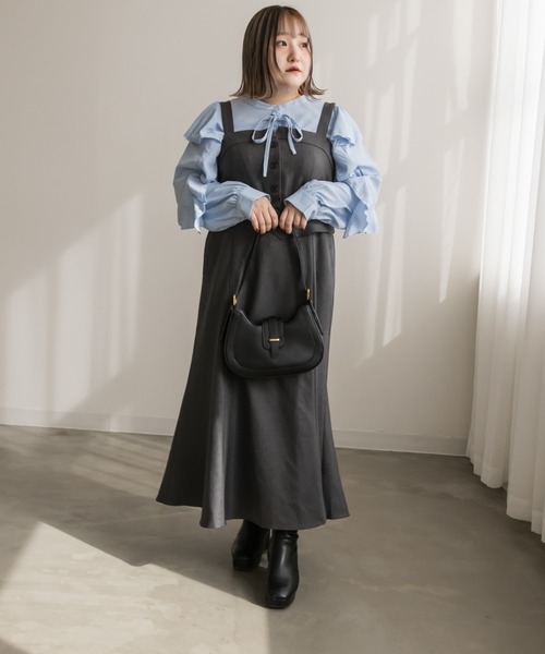 CLETTE(クレット)の「リボン付き2WAYフリルブラウス(シャツ/ブラウス・レディース・ブラック/ブルー/オフホワイト・4L/3L/LL)」の16枚目の写真
