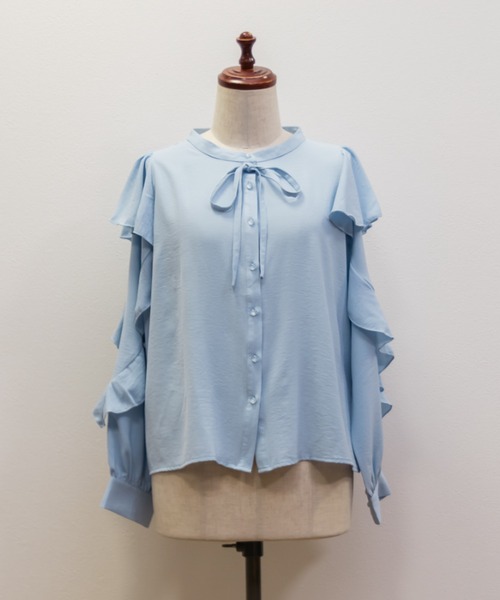 CLETTE(クレット)の「リボン付き2WAYフリルブラウス(シャツ/ブラウス・レディース・ブラック/ブルー/オフホワイト・4L/3L/LL)」の17枚目の写真