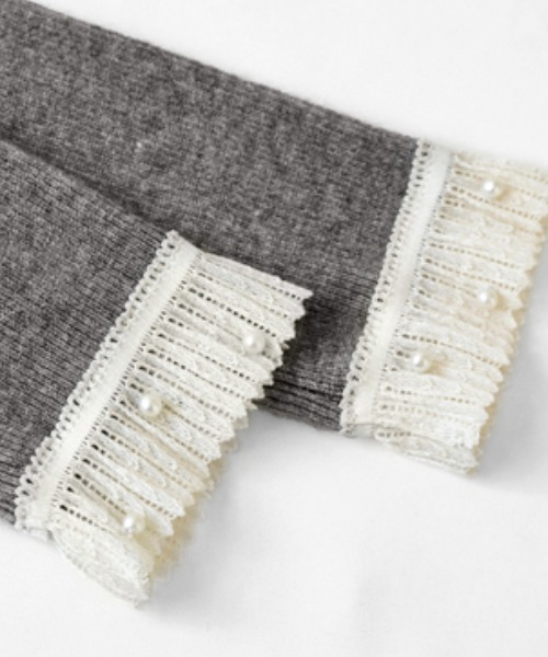 パール付き レースニット レース襟 トップス（ニット/セーター）｜COCOMOMO（ココモモ）