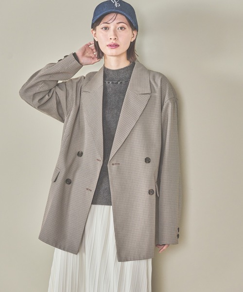 LAKOLE（ラコレ）の「チェックダブルジャケット / 290761（テーラードジャケット・レディース・ネイビー/グレー/ベージュ・MEDIUM/LARGE）」の3枚目の写真