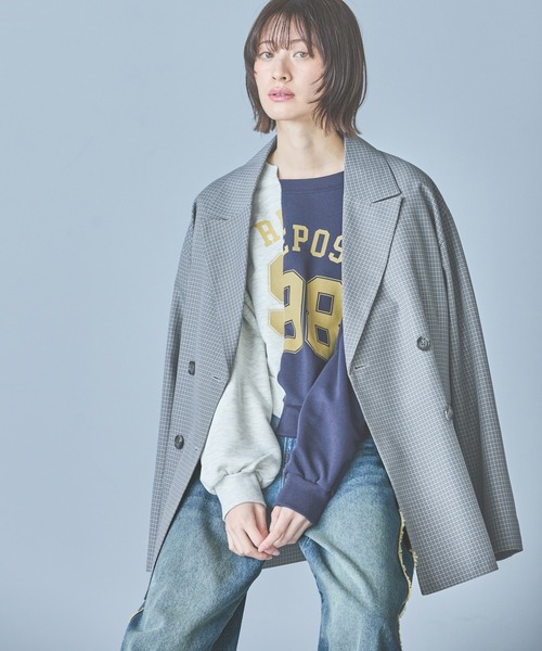 LAKOLE（ラコレ）の「チェックダブルジャケット / 290761（テーラードジャケット・レディース・ネイビー/グレー/ベージュ・MEDIUM/LARGE）」の2枚目の写真