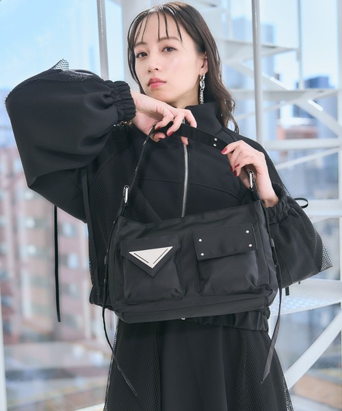 HARE ハレ プレートポケットデザインショルダーバッグ ブラック プレートポケットデザインショルダーバッグ(HARE)（ショルダー