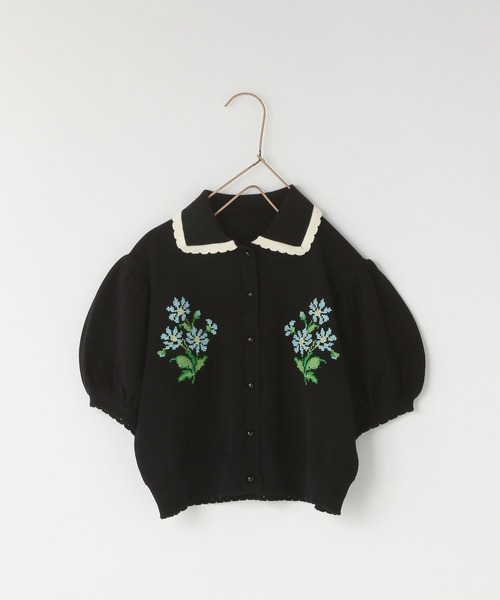 LOWRYS FARM（ローリーズファーム）の「フラワーシシュウカーディガンＳＳ　290057（カーディガン/ボレロ・キッズ・アイボリー/ブラック・110cm/120cm/130cm/140cm/150cm）」の12枚目の写真