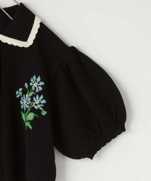 LOWRYS FARM（ローリーズファーム）の「フラワーシシュウカーディガンＳＳ　290057（カーディガン/ボレロ・キッズ・アイボリー/ブラック・110cm/120cm/130cm/140cm/150cm）」の8枚目の写真