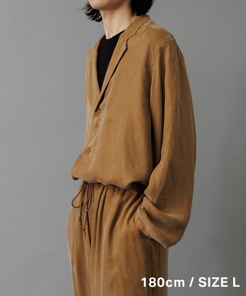 ADAM ET ROPE'（アダムエロペ）の「キュプラビスコース シャツジャケット / セットアップ対応（シャツ/ブラウス・メンズ・イエロー系その他3/カーキ/スミクロ/ブラック系その他3・M/L）」の9枚目の写真