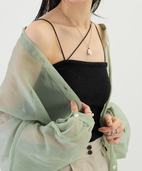 2wayカップ付きリブキャミ（Tシャツ/カットソー）｜hinari