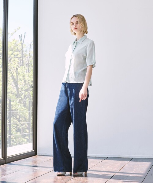 MACKINTOSH LONDON（マッキントッシュ ロンドン）の「【婦人画報掲載】9.75オンスデニムワイドパンツ（その他パンツ・レディース・オフホワイト/ネイビー・36/40/38）」の4枚目の写真