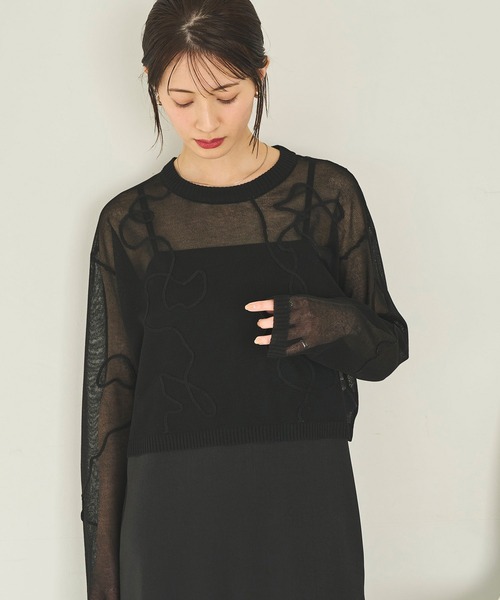 meilmada(メイルマダ)の「刺繍入りシアーショートニット(ニット/セーター・レディース・ホワイト/ブラック・FREE)」の21枚目の写真