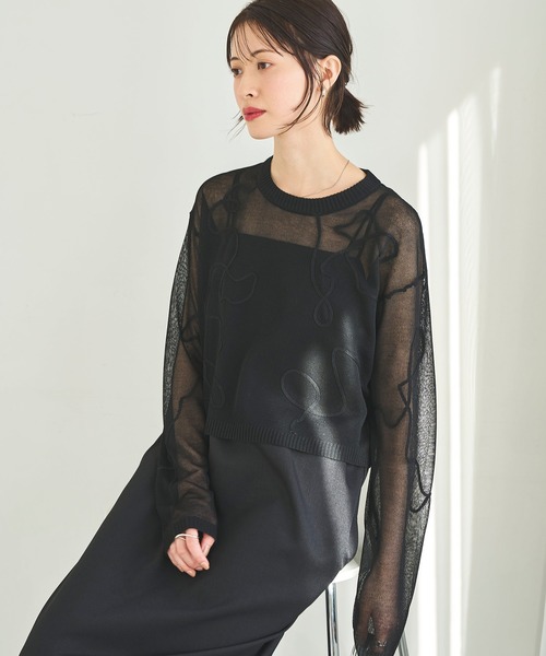 meilmada(メイルマダ)の「刺繍入りシアーショートニット(ニット/セーター・レディース・ホワイト/ブラック・FREE)」の15枚目の写真