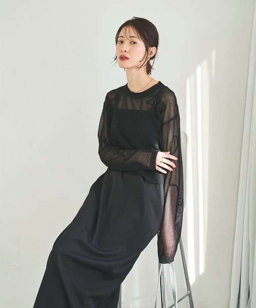 meilmada(メイルマダ)の「刺繍入りシアーショートニット(ニット/セーター・レディース・ホワイト/ブラック・FREE)」の16枚目の写真