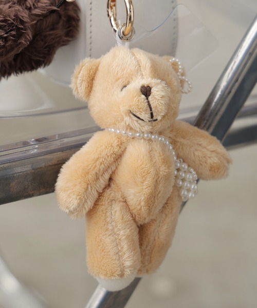 セール】Beads Charm Bear Keychain/ビーズチャーム付き ベアー