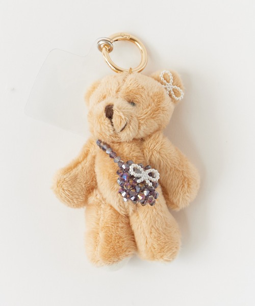 セール】Beads Charm Bear Keychain/ビーズチャーム付き ベアー