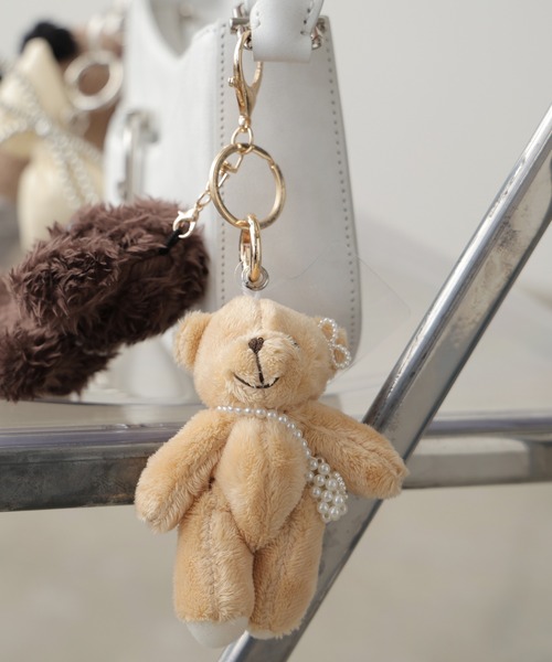 セール】Beads Charm Bear Keychain/ビーズチャーム付き ベアー