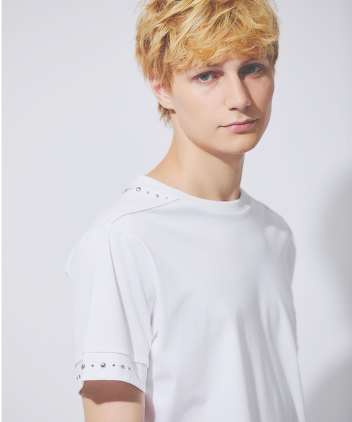 5351 POUR LES HOMMES(ゴーサンゴーイチプールオム)の「スタッズ 半袖 Tシャツ(Tシャツ/カットソー・メンズ・ブラック/ホワイト・44/46/48/50)」の1枚目の写真