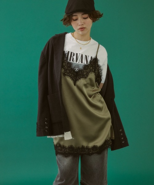 MIRROR STOKE（ミラーストーク）の「≪WEB限定≫【新色追加】LINGERIE CAMISOLE ONEPIECE/ランジェリーキャミソールワンピース（ワンピース・レディース・オリーブ/ブラック/グレイッシュベージュ・MEDIUM）」の8枚目の写真