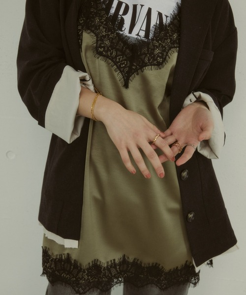 MIRROR STOKE（ミラーストーク）の「≪WEB限定≫【新色追加】LINGERIE CAMISOLE ONEPIECE/ランジェリーキャミソールワンピース（ワンピース・レディース・オリーブ/ブラック/グレイッシュベージュ・MEDIUM）」の12枚目の写真