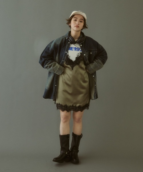 MIRROR STOKE（ミラーストーク）の「≪WEB限定≫【新色追加】LINGERIE CAMISOLE ONEPIECE/ランジェリーキャミソールワンピース（ワンピース・レディース・オリーブ/ブラック/グレイッシュベージュ・MEDIUM）」の14枚目の写真