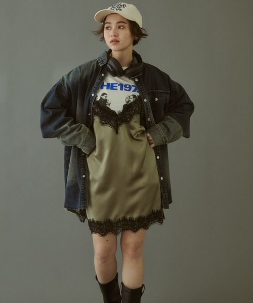 MIRROR STOKE（ミラーストーク）の「≪WEB限定≫【新色追加】LINGERIE CAMISOLE ONEPIECE/ランジェリーキャミソールワンピース（ワンピース・レディース・オリーブ/ブラック/グレイッシュベージュ・MEDIUM）」の15枚目の写真