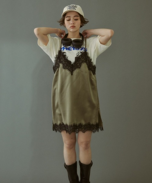 MIRROR STOKE（ミラーストーク）の「≪WEB限定≫【新色追加】LINGERIE CAMISOLE ONEPIECE/ランジェリーキャミソールワンピース（ワンピース・レディース・オリーブ/ブラック/グレイッシュベージュ・MEDIUM）」の20枚目の写真