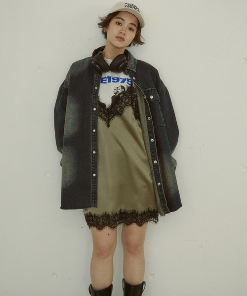 MIRROR STOKE（ミラーストーク）の「≪WEB限定≫【新色追加】LINGERIE CAMISOLE ONEPIECE/ランジェリーキャミソールワンピース（ワンピース・レディース・オリーブ/ブラック/グレイッシュベージュ・MEDIUM）」の21枚目の写真