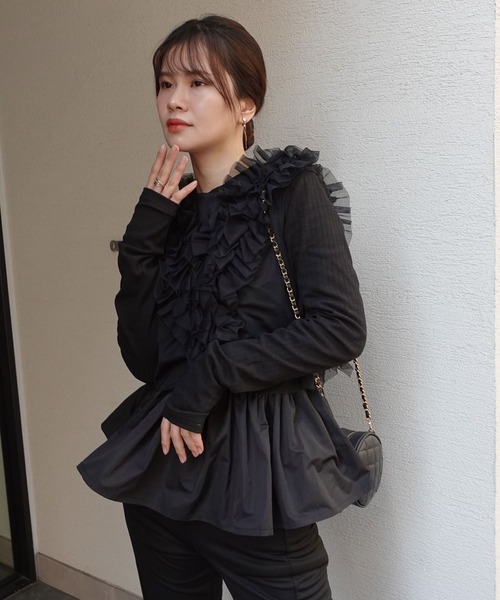 CORNERS（コーナーズ）の「チュールフリルベスト（Tシャツ/カットソー・レディース・グレイッシュベージュ/アイボリー/グレー/ブラック・M）」の19枚目の写真