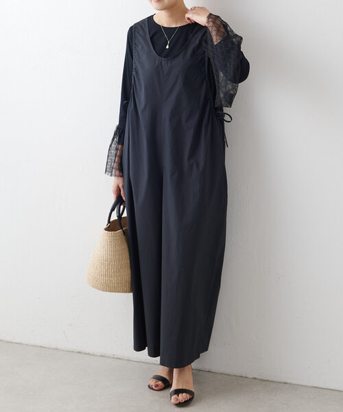 BEARDSLEY（ビアズリー）の「サイドギャザーサロペット（サロペット/オーバーオール・レディース・ブラック・FREE）」の2枚目の写真