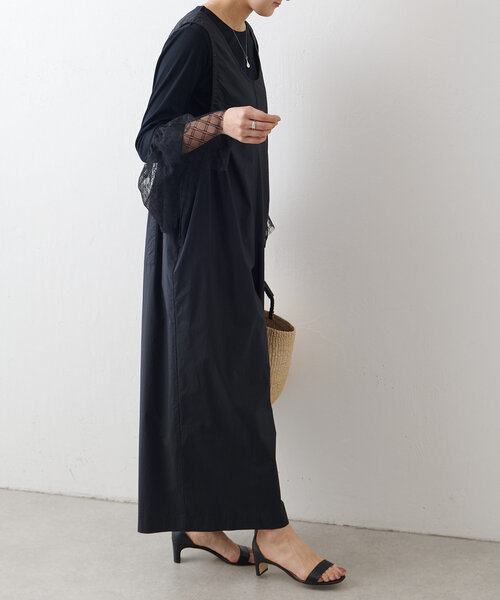 BEARDSLEY（ビアズリー）の「サイドギャザーサロペット（サロペット/オーバーオール・レディース・ブラック・FREE）」の3枚目の写真