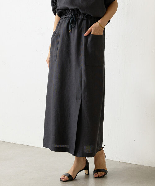 BEARDSLEY（ビアズリー）の「麻調合繊ポケットスカート（スカート・レディース・チャコールグレー/ベージュ・0/1/2）」の2枚目の写真