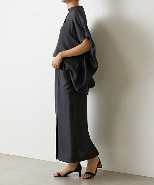 BEARDSLEY（ビアズリー）の「麻調合繊ポケットスカート（スカート・レディース・チャコールグレー/ベージュ・0/1/2）」の4枚目の写真