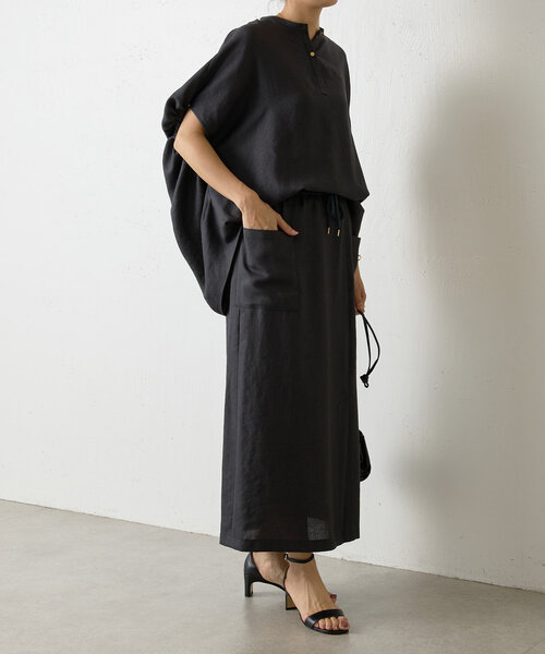 BEARDSLEY（ビアズリー）の「麻調合繊ポケットスカート（スカート・レディース・チャコールグレー/ベージュ・0/1/2）」の6枚目の写真