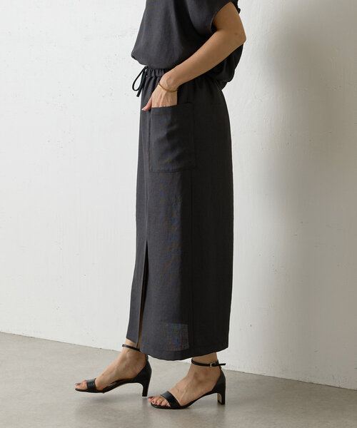 BEARDSLEY（ビアズリー）の「麻調合繊ポケットスカート（スカート・レディース・チャコールグレー/ベージュ・0/1/2）」の8枚目の写真